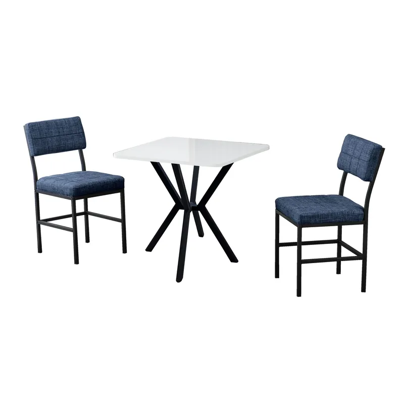 Stedum Matgrupp Bord 70 cm + 2 Stolar, Marinblå Och Vit