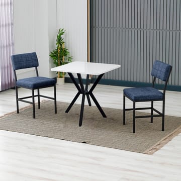 Stedum Matgrupp Bord 70 cm + 2 Stolar - Marinblå Och Vit - Möbler - Bord & matgrupper - Matgrupper