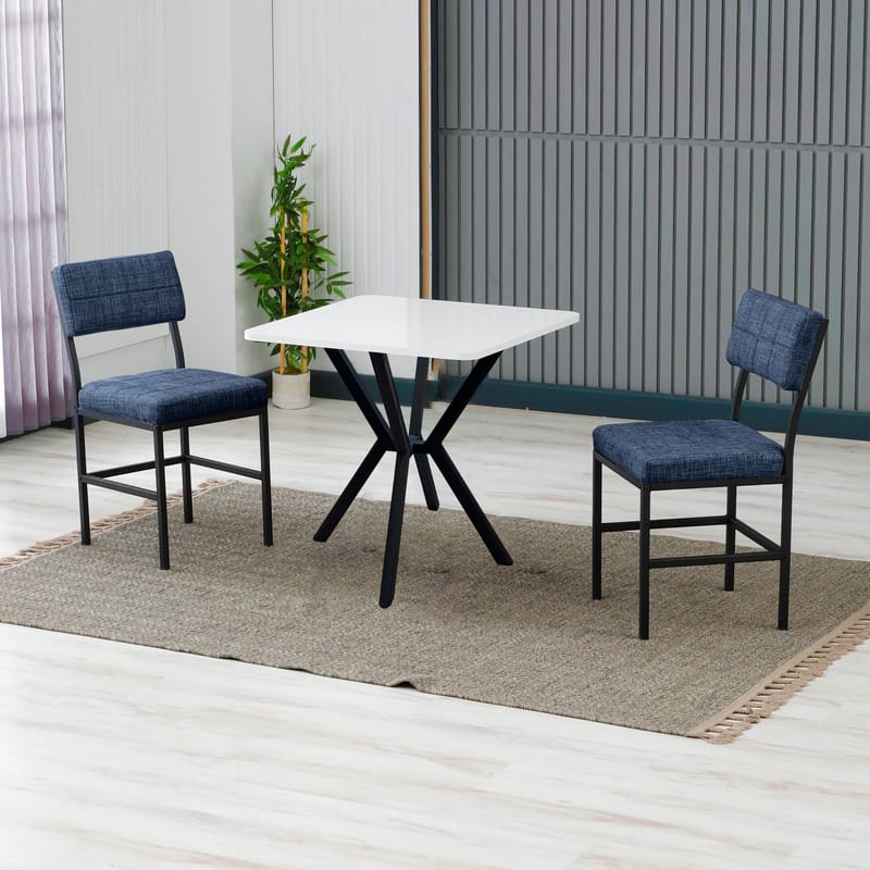 Stedum Matgrupp Bord 70 cm + 2 Stolar - Marinblå Och Vit - Möbler - Bord & matgrupper - Matgrupper