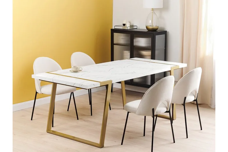 Stensby Matbord 90x200 cm - Vit/Guld - Möbler - Bord & matgrupper - Matbord & köksbord