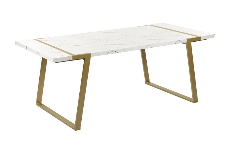 Stensby Matbord 90x200 cm, Vit/Guld