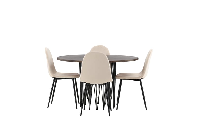 Stonaro Matgrupp  120 cm Rund med 4 Bennie stolar - Beige - Möbler - Bord & matgrupper - Matgrupper