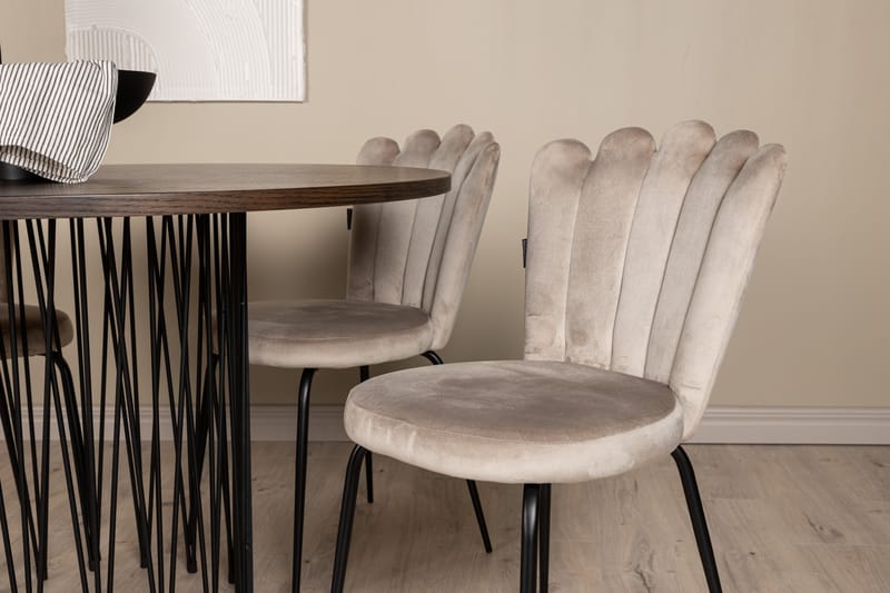 Stonaro Matgrupp  120 cm Rund med 4 Limhamn stolar - Beige - Möbler - Bord & matgrupper - Matgrupper