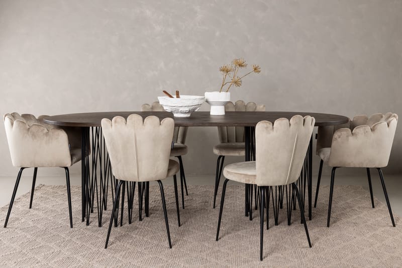 Stonaro Matgrupp  220 cm Oval med 2 Limhamn stolar - Beige - Möbler - Bord & matgrupper - Matgrupper