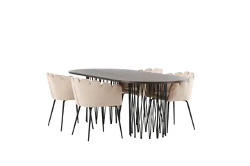 Stonaro Matgrupp  220 cm Oval med 4 Limhamn stolar - Beige - Möbler - Bord & matgrupper - Matgrupper