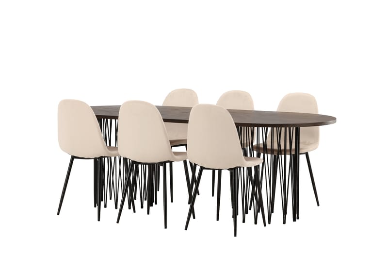 Stonaro Matgrupp  220 cm Oval med 6 Bennie stolar - Beige - Möbler - Bord & matgrupper - Matgrupper