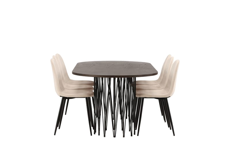 Stonaro Matgrupp  220 cm Oval med 6 Bennie stolar - Beige - Möbler - Bord & matgrupper - Matgrupper