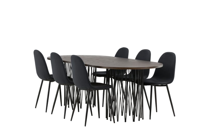 Stonaro Matgrupp  220 cm Oval med 6 Bennie stolar - Svart - Möbler - Bord & matgrupper - Matgrupper
