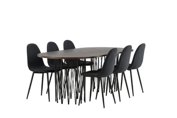 Stonaro Matgrupp  220 cm Oval med 6 Bennie stolar - Svart - Möbler - Bord & matgrupper - Matgrupper