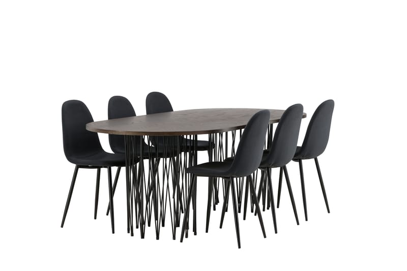Stonaro Matgrupp  220 cm Oval med 6 Bennie stolar - Svart - Möbler - Bord & matgrupper - Matgrupper