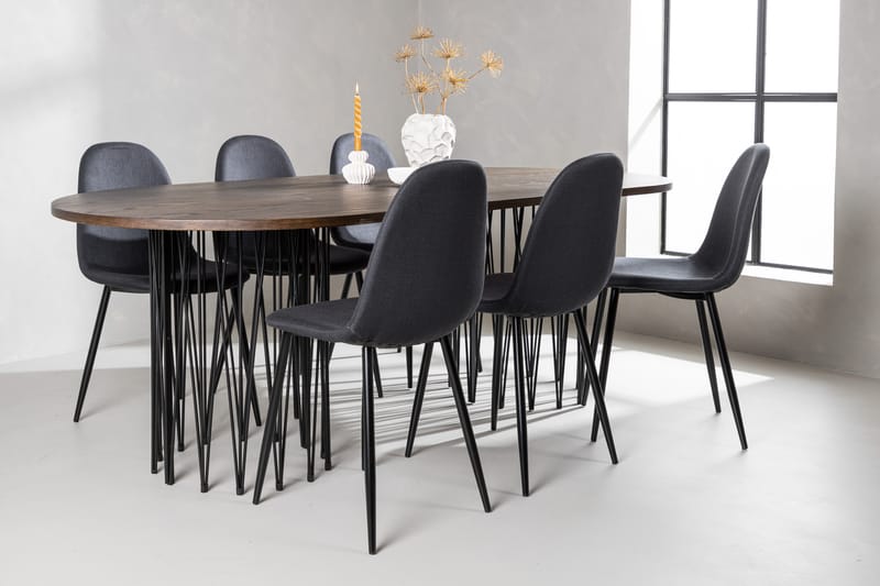 Stonaro Matgrupp  220 cm Oval med 6 Bennie stolar - Svart - Möbler - Bord & matgrupper - Matgrupper