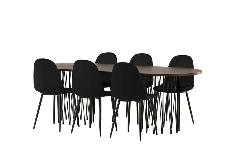 Stonaro Matgrupp  220 cm Oval med 6 Bennie stolar - Svart - Möbler - Bord & matgrupper - Matgrupper