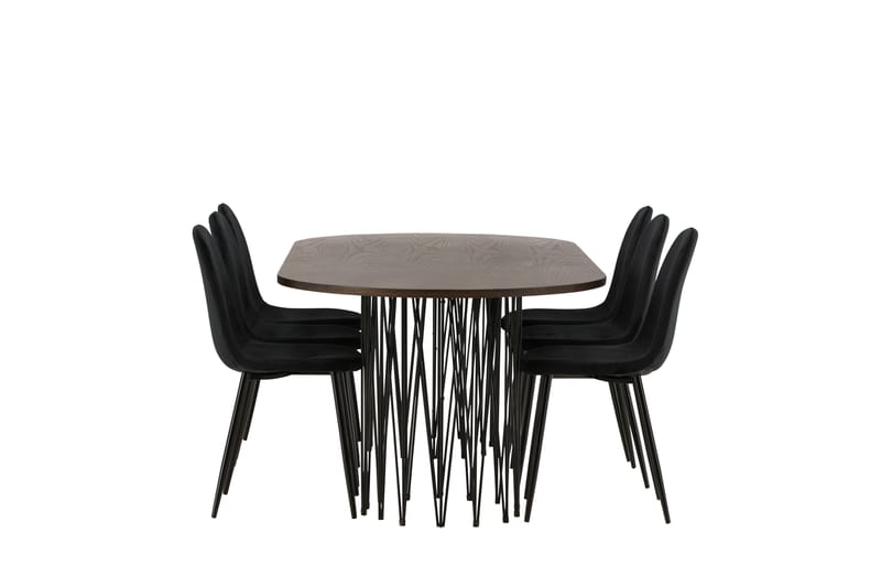 Stonaro Matgrupp  220 cm Oval med 6 Bennie stolar - Svart - Möbler - Bord & matgrupper - Matgrupper