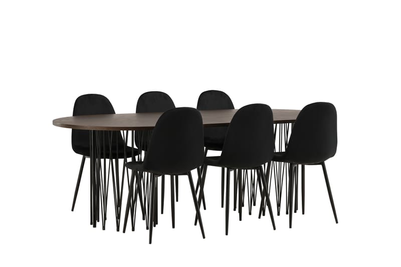 Stonaro Matgrupp  220 cm Oval med 6 Bennie stolar - Svart - Möbler - Bord & matgrupper - Matgrupper