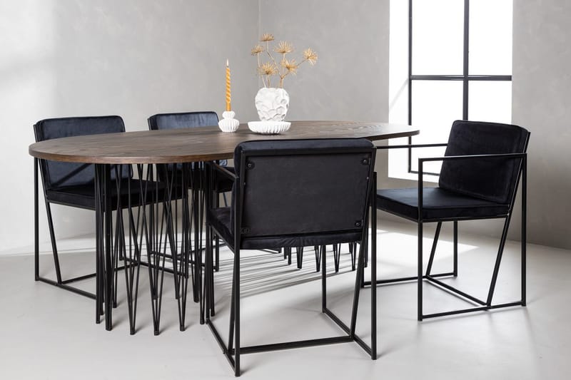 Stone Matbord 220x100x74 cm Oval med 4 Richmond Matstol - Möbler - Bord & matgrupper - Matgrupper