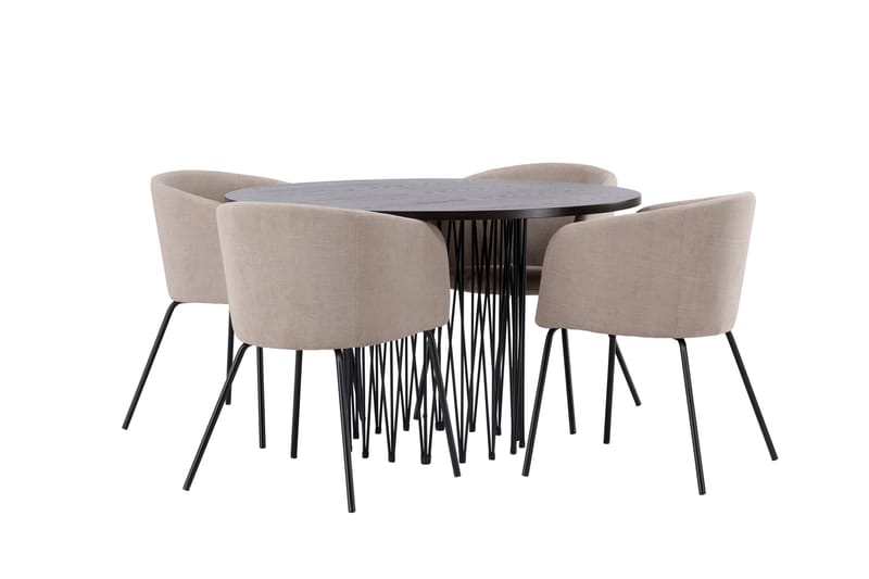 Stone Matgrupp 120 cm Rund med 4 Berit stolar - Beige - Möbler - Bord & matgrupper - Matgrupper