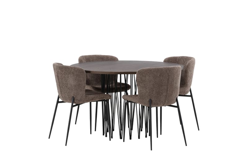 Stone Matgrupp 120 cm Rund med 4 Modesto stolar - Beige - Möbler - Bord & matgrupper - Matgrupper