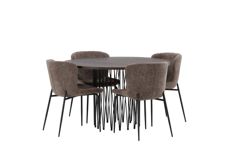 Stone Matgrupp 120 cm Rund med 4 Modesto stolar - Beige - Möbler - Bord & matgrupper - Matgrupper