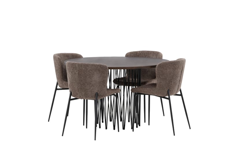 Stone Matgrupp 120 cm Rund med 4 Modesto stolar - Beige - Möbler - Bord & matgrupper - Matgrupper