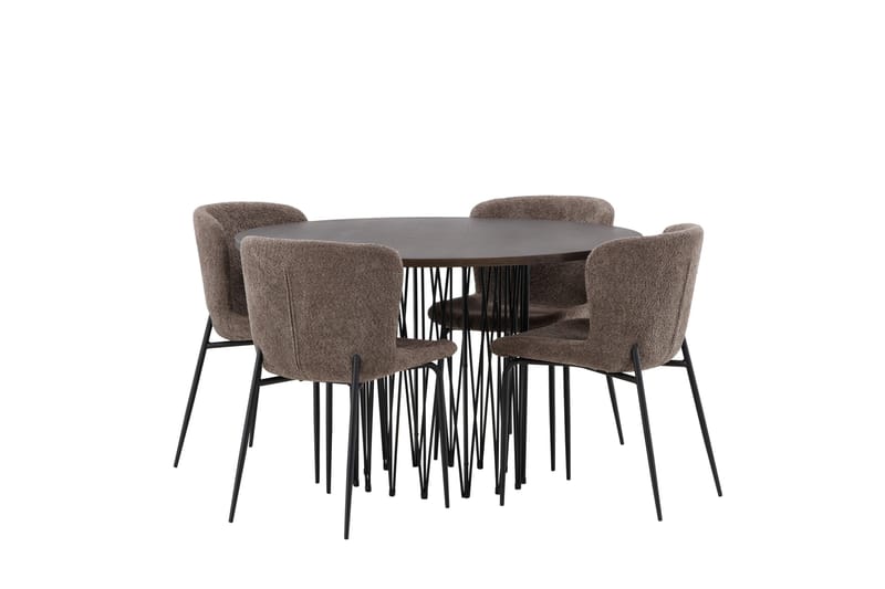 Stone Matgrupp 120 cm Rund med 4 Modesto stolar - Beige - Möbler - Bord & matgrupper - Matgrupper