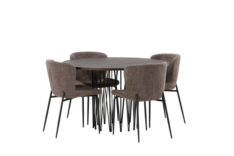 Stone Matgrupp 120 cm Rund med 4 Modesto stolar - Beige - Möbler - Bord & matgrupper - Matgrupper