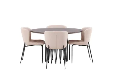 Stone Matgrupp 120 cm Rund med 4 Modesto stolar