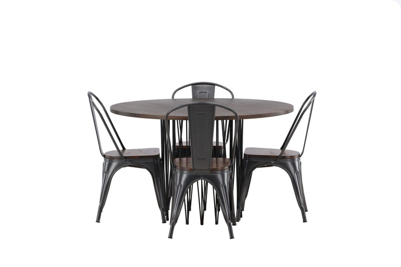 Stone Matgrupp 120 cm Rund med 4 Tempe stolar - Mocca - Möbler - Bord & matgrupper - Matgrupper