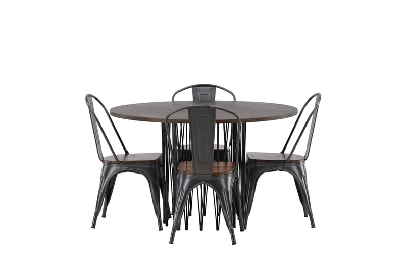 Stone Matgrupp 120 cm Rund med 4 Tempe stolar, Mocca