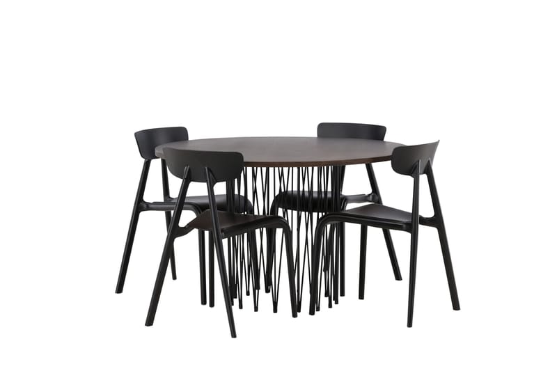 Stone Matgrupp 120 cm Rund med 4 Ursholmen stolar - Svart - Möbler - Bord & matgrupper - Matgrupper