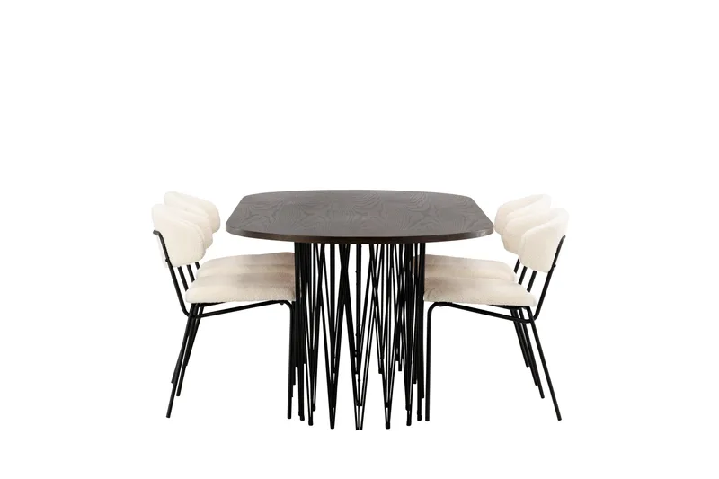 Stone Matgrupp 220 cm Oval med 4 Chico Stolar - Svart - Möbler - Bord & matgrupper - Matgrupper