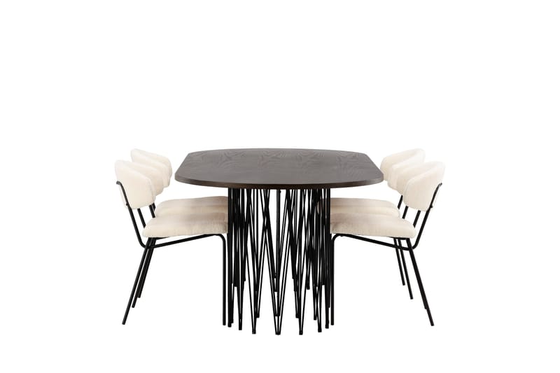 Stone Matgrupp 220 cm Oval med 4 Chico Stolar - Svart - Möbler - Bord & matgrupper - Matgrupper