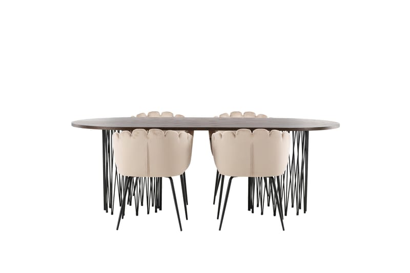 Stone Matgrupp 220 cm Oval med 4 Limhamn stolar, Beige