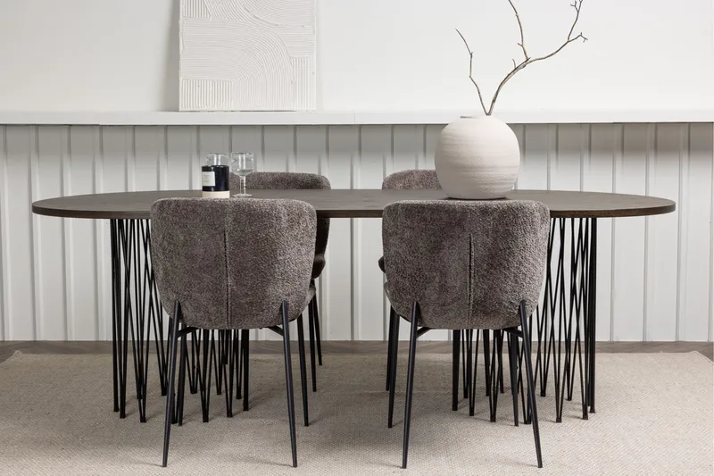 Stone Matgrupp 220 cm Oval med 4 Modesto stolar - Mörkgrå - Möbler - Bord & matgrupper - Matgrupper