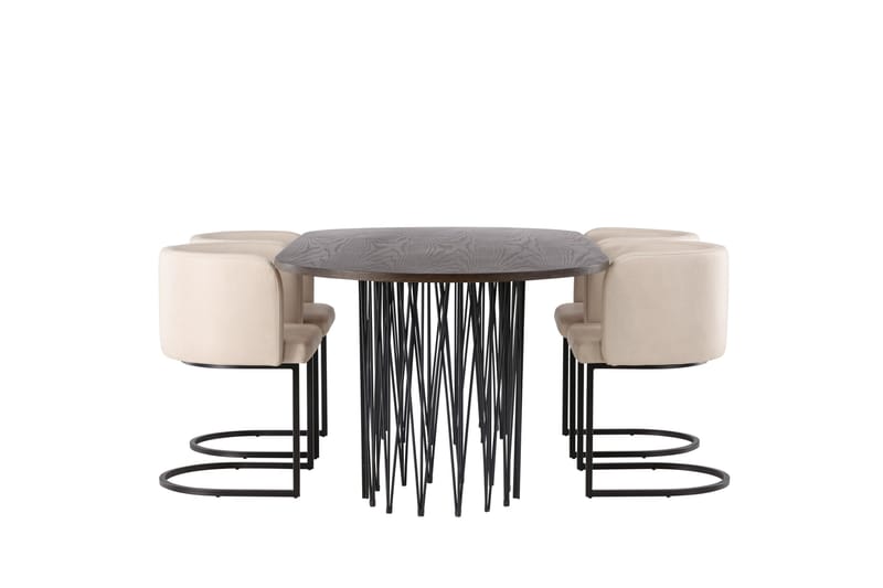 Stone Matgrupp 220 cm Oval med 4 Simrishamn stolar - Beige - Möbler - Bord & matgrupper - Matgrupper
