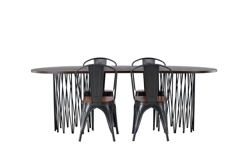 Stone Matgrupp 220 cm Oval med 4 Tempe stolar - Mocca - Möbler - Bord & matgrupper - Matgrupper