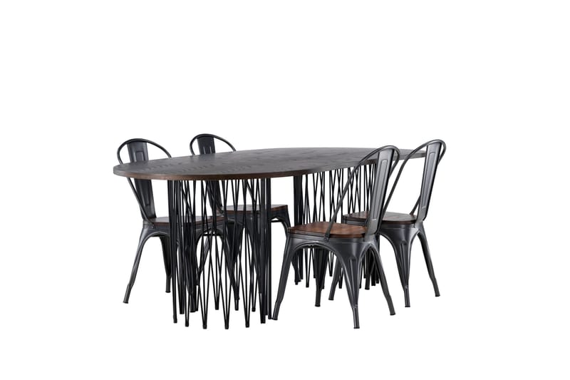 Stone Matgrupp 220 cm Oval med 4 Tempe stolar - Mocca - Möbler - Bord & matgrupper - Matgrupper