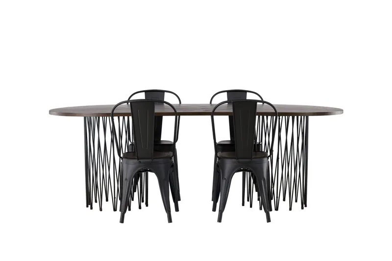 Stone Matgrupp 220 cm Oval med 4 Tempe Stolar - Svart - Möbler - Bord & matgrupper - Matgrupper