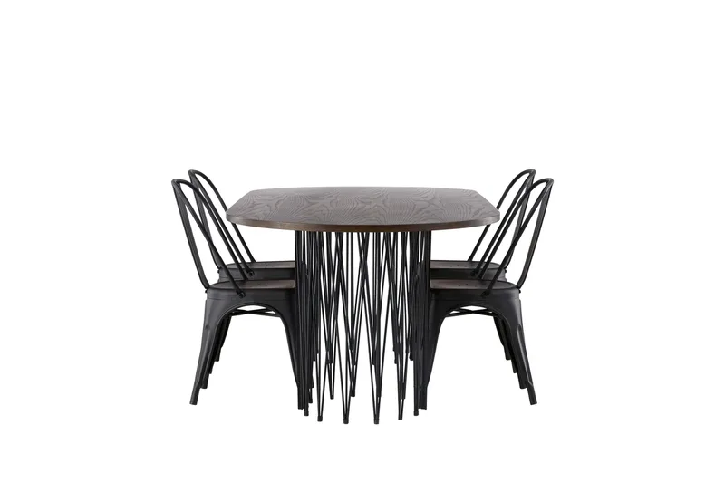 Stone Matgrupp 220 cm Oval med 4 Tempe Stolar - Svart - Möbler - Bord & matgrupper - Matgrupper