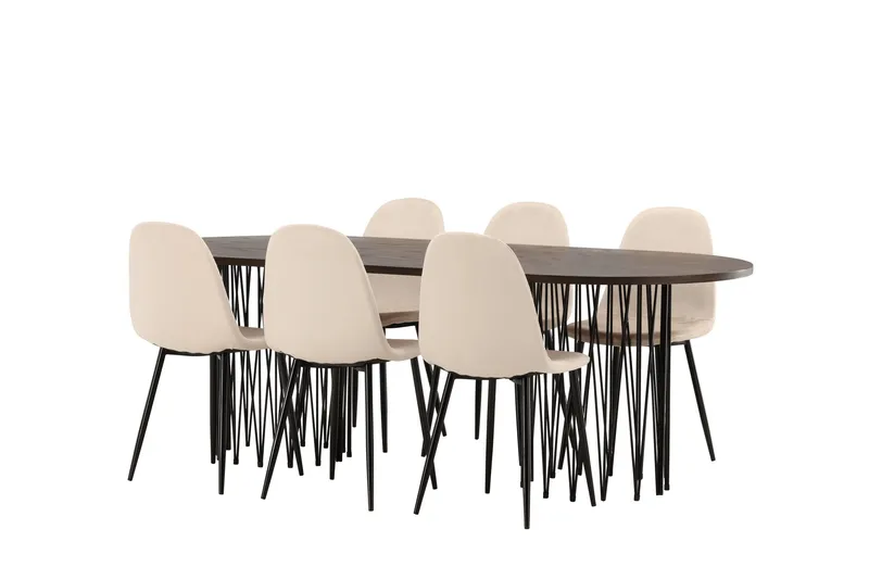 Stone Matgrupp 220 cm Oval med 6 Polar stolar - Beige - Möbler - Bord & matgrupper - Matgrupper