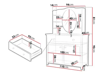 Storys Sminkbord 110x42 cm - Vit - Möbler - Bord & matgrupper - Sminkbord & toalettbord