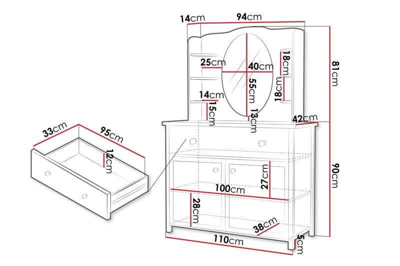 Storys Sminkbord 110x42 cm - Vit - Möbler - Bord & matgrupper - Sminkbord & toalettbord