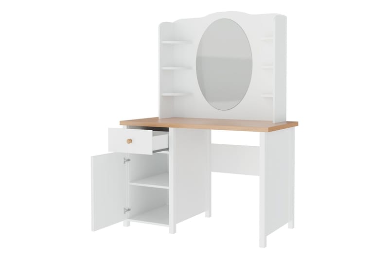 Storys Sminkbord 110x52 cm med Förvaring och Lådor i Trä med Glasspegel - Vit - Möbler - Bord & matgrupper - Sminkbord & toalettbord