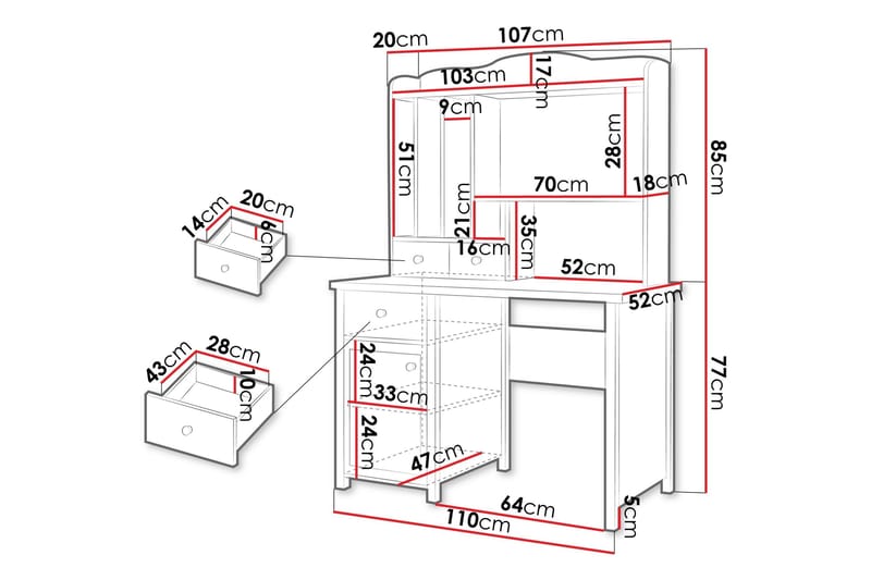 Storys Sminkbord 110x52 cm - Vit - Möbler - Bord & matgrupper - Sminkbord & toalettbord