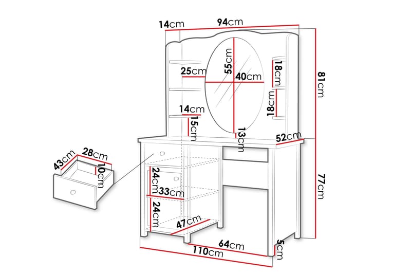 Storys Sminkbord 110x52 cm - Vit - Möbler - Bord & matgrupper - Sminkbord & toalettbord