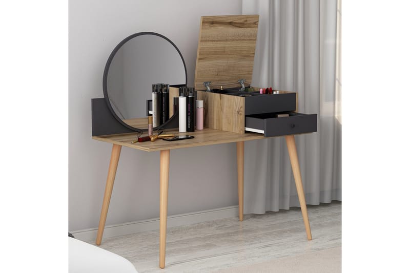 Straat Sminkbord 120x96 cm Svart/Brun - Hanah Home - Möbler - Bord & matgrupper - Sminkbord & toalettbord