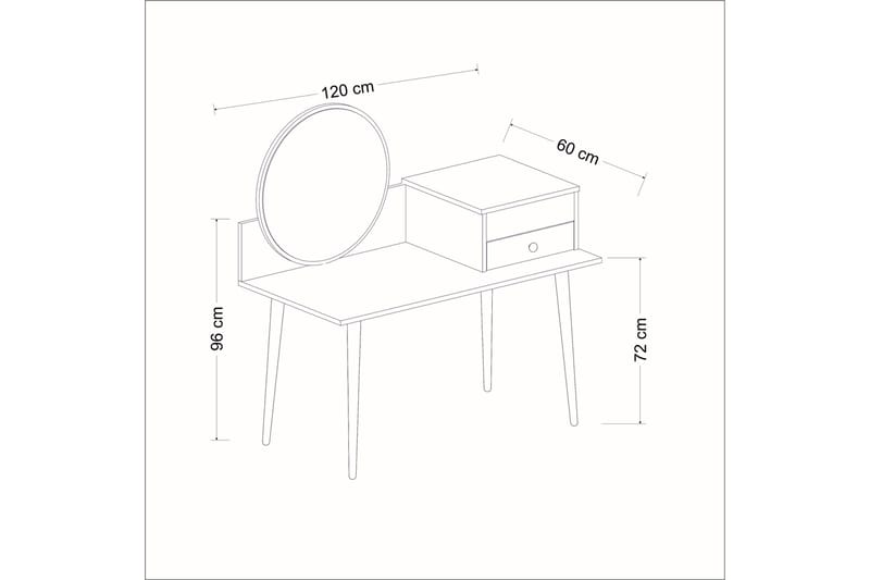 Straat Sminkbord 120x96 cm Svart/Brun - Hanah Home - Möbler - Bord & matgrupper - Sminkbord & toalettbord
