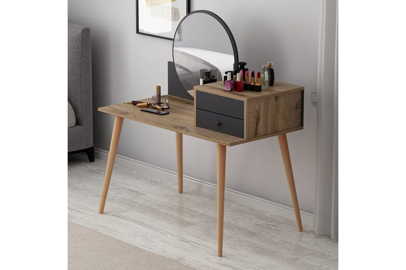 Straat Sminkbord 120x96 cm Svart/Brun - Hanah Home - Möbler - Bord & matgrupper - Sminkbord & toalettbord