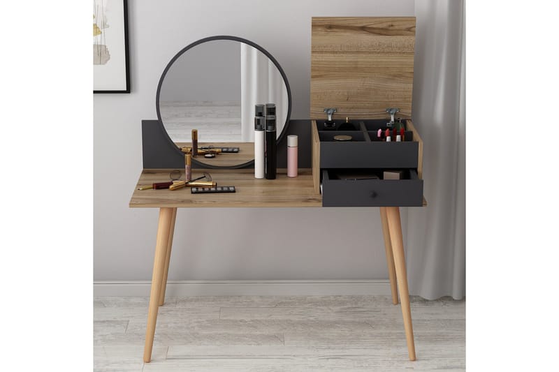 Straat Sminkbord 120x96 cm Svart/Brun - Hanah Home - Möbler - Bord & matgrupper - Sminkbord & toalettbord