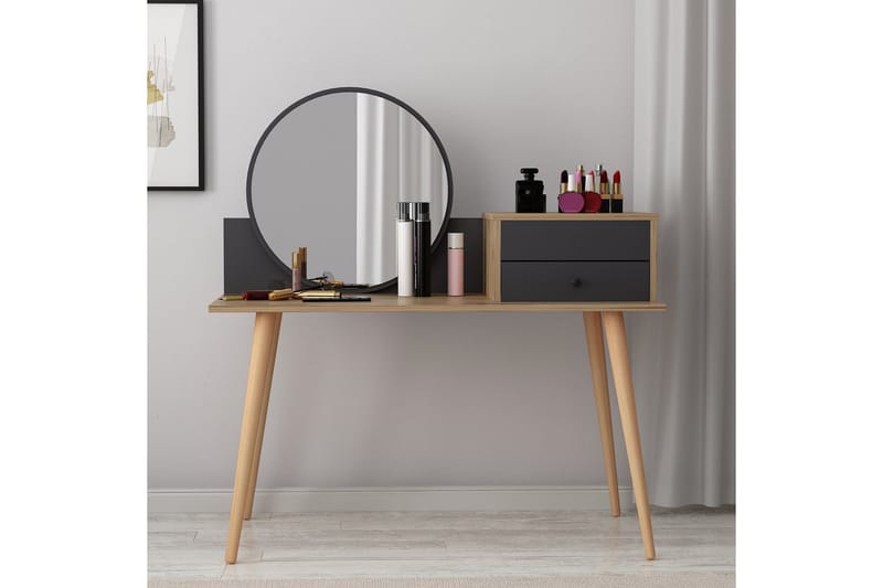 Straat Sminkbord 120x96 cm Svart/Brun - Hanah Home - Möbler - Bord & matgrupper - Sminkbord & toalettbord