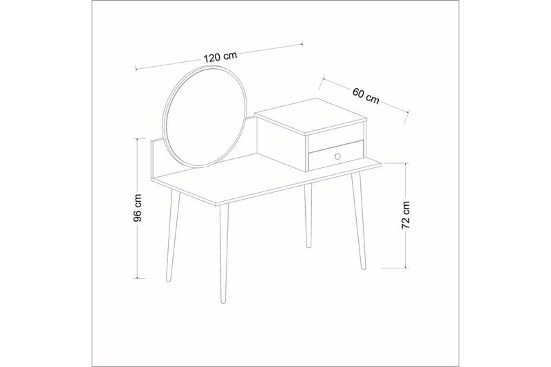 Straat Sminkbord 120x96 cm Svart/Brun - Hanah Home - Sminkbord & toalettbord